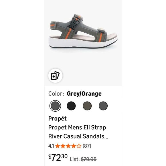 Propet Mens Eli Strap River Casual Sandals Casual Size 8.5 XX Wide